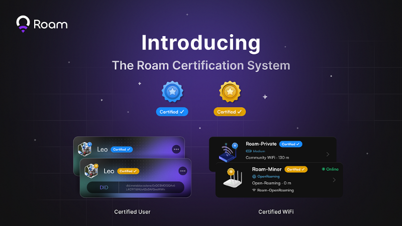 Roam Introduces Certification System for WiFi Network and Users